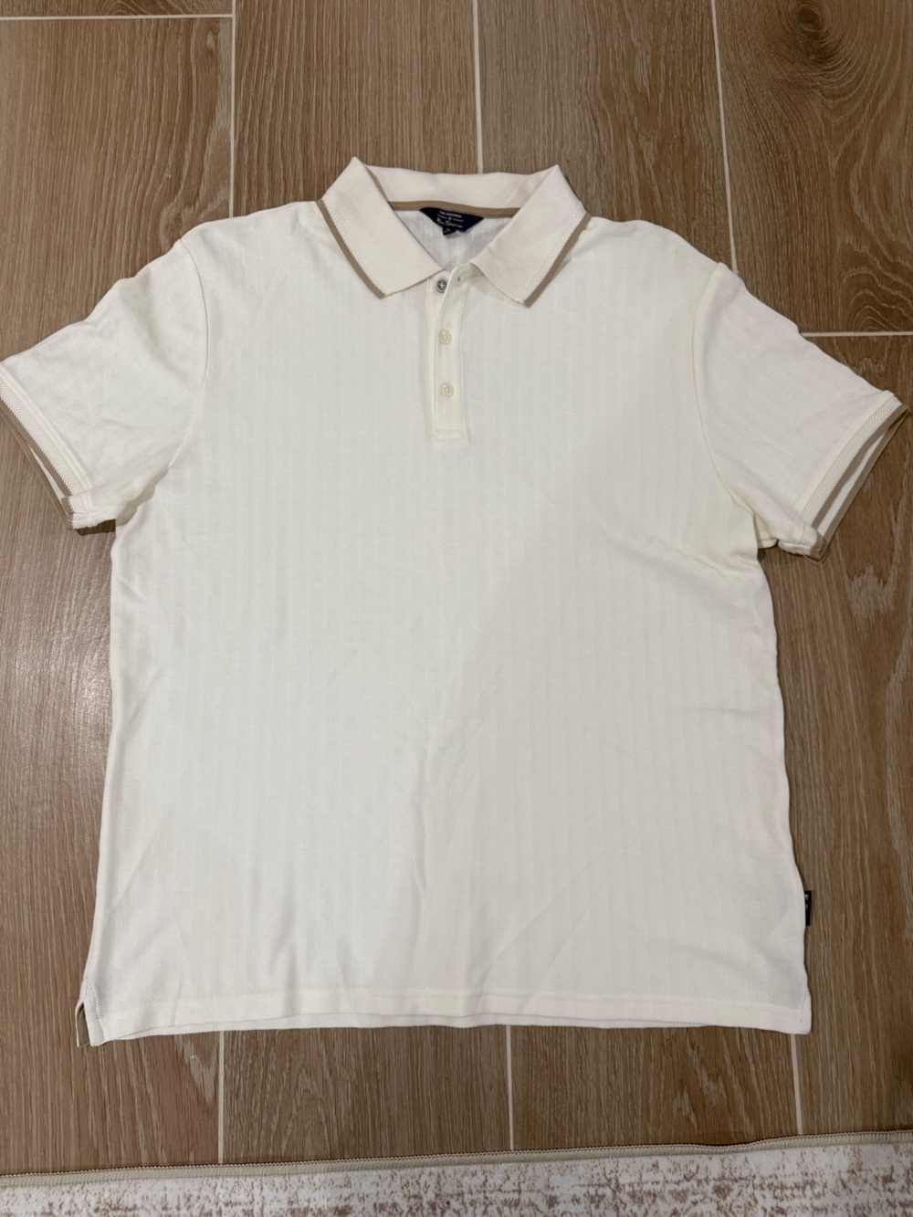 Ben Sherman Cream Knit Short Sleeve Mens Polo with Contrast Trim